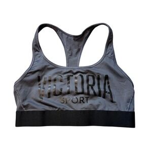 Victoria Sport Sports Bra Womens M Gray Racerback Pullover Logo Stretch